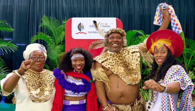 Dr Zandile Mncube (second from left) with her aunt, Ms Phumephi Mncube, father, Mr Mhlaliseni Mncube, and mother, Ms Ncamisile Zwane.