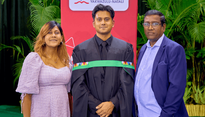 Mr Mickalan Subramoney with his sister, Ms Chanel Subramoney, and father, Mr Siva Subramoney.